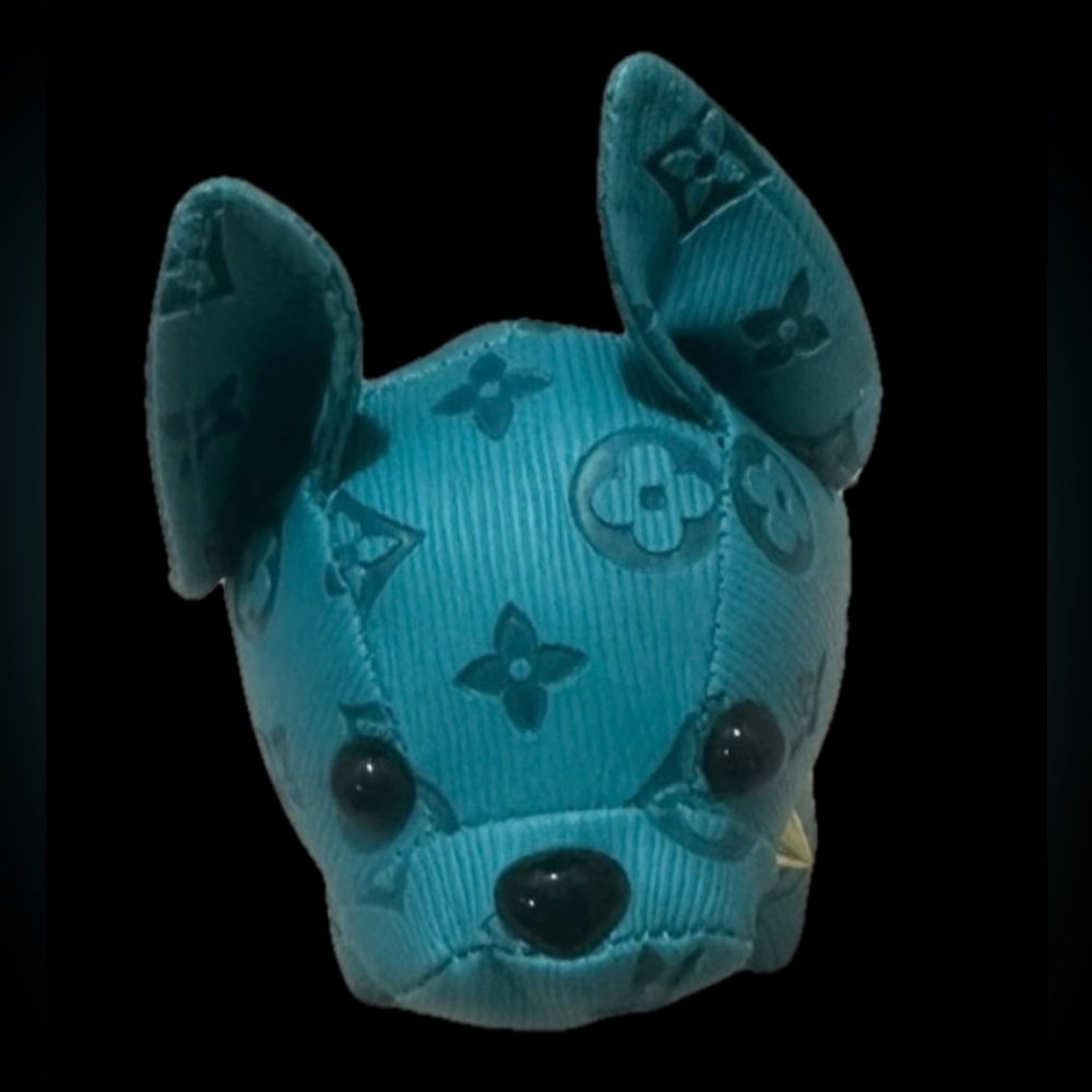 Teal BullDog Bag Charm or Keychain with Gold Details, NEW, The Big Dog